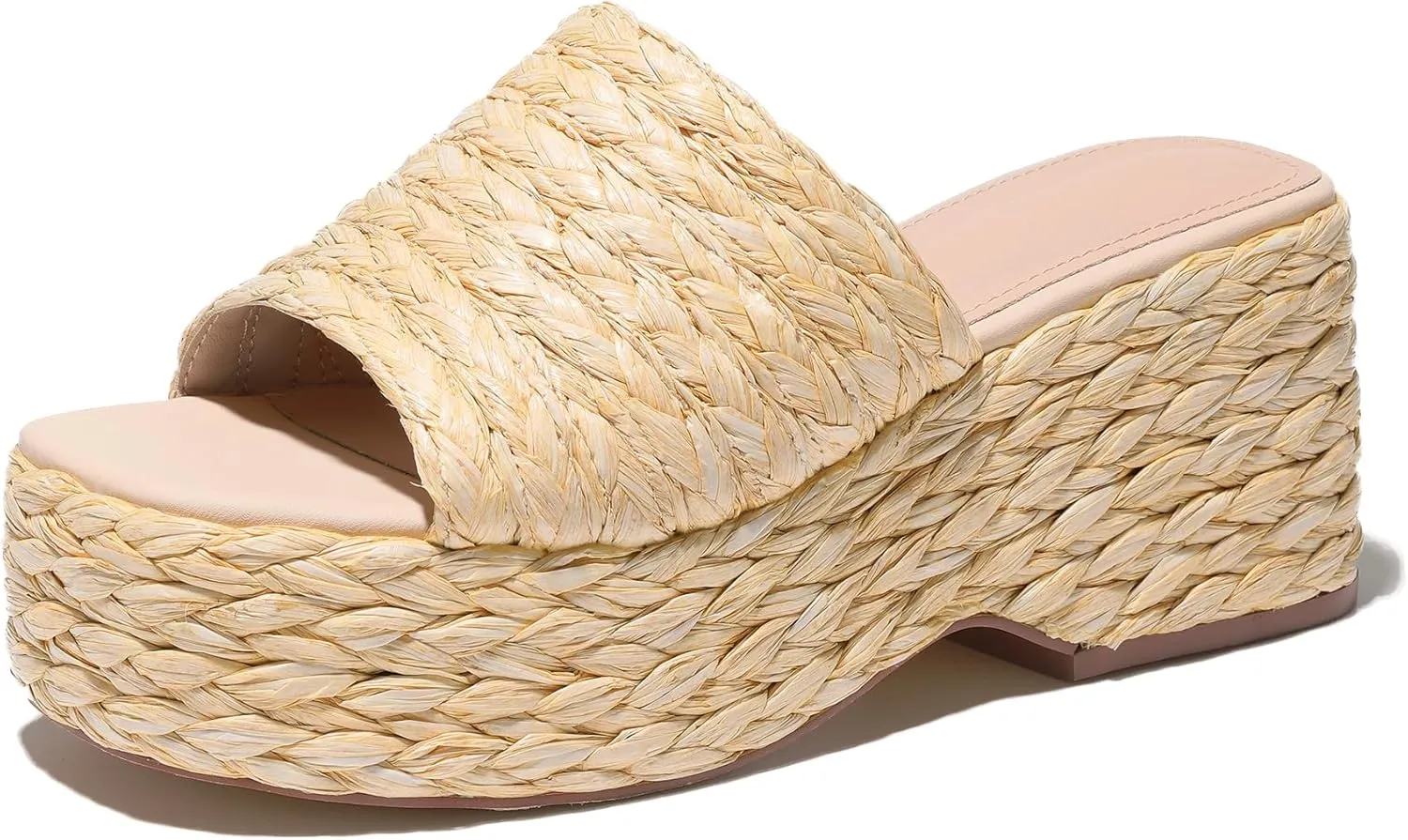 Ancomafio Platform Espadrille Sandals for WomenPlatform Slip on Wedges Slides Bohemia Sandals Flatform Open Toe Beach Sandals Outdoor