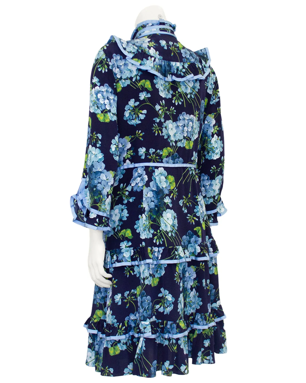 Blue Alessandro Michele Floral Silk Dress
