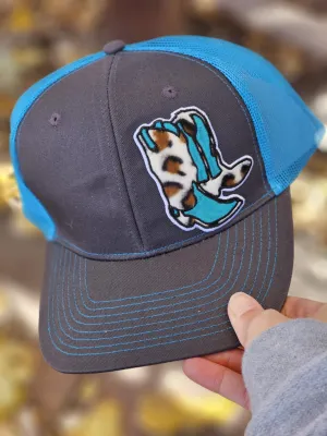 Blue And Leopard Boots Patch Trucker Hat
