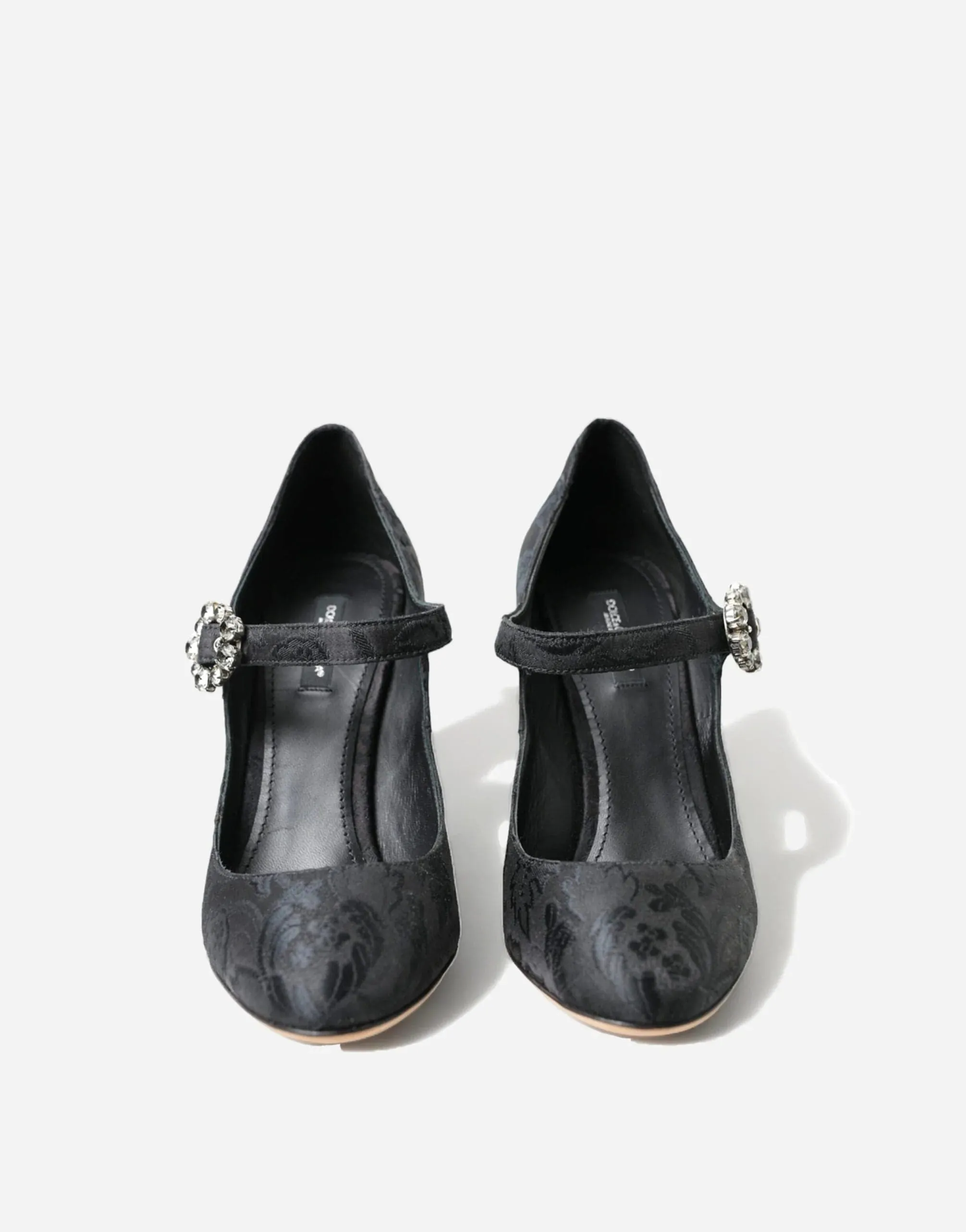 Brocade Crystal Buckle Mary Janes
