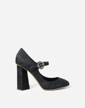 Brocade Crystal Buckle Mary Janes