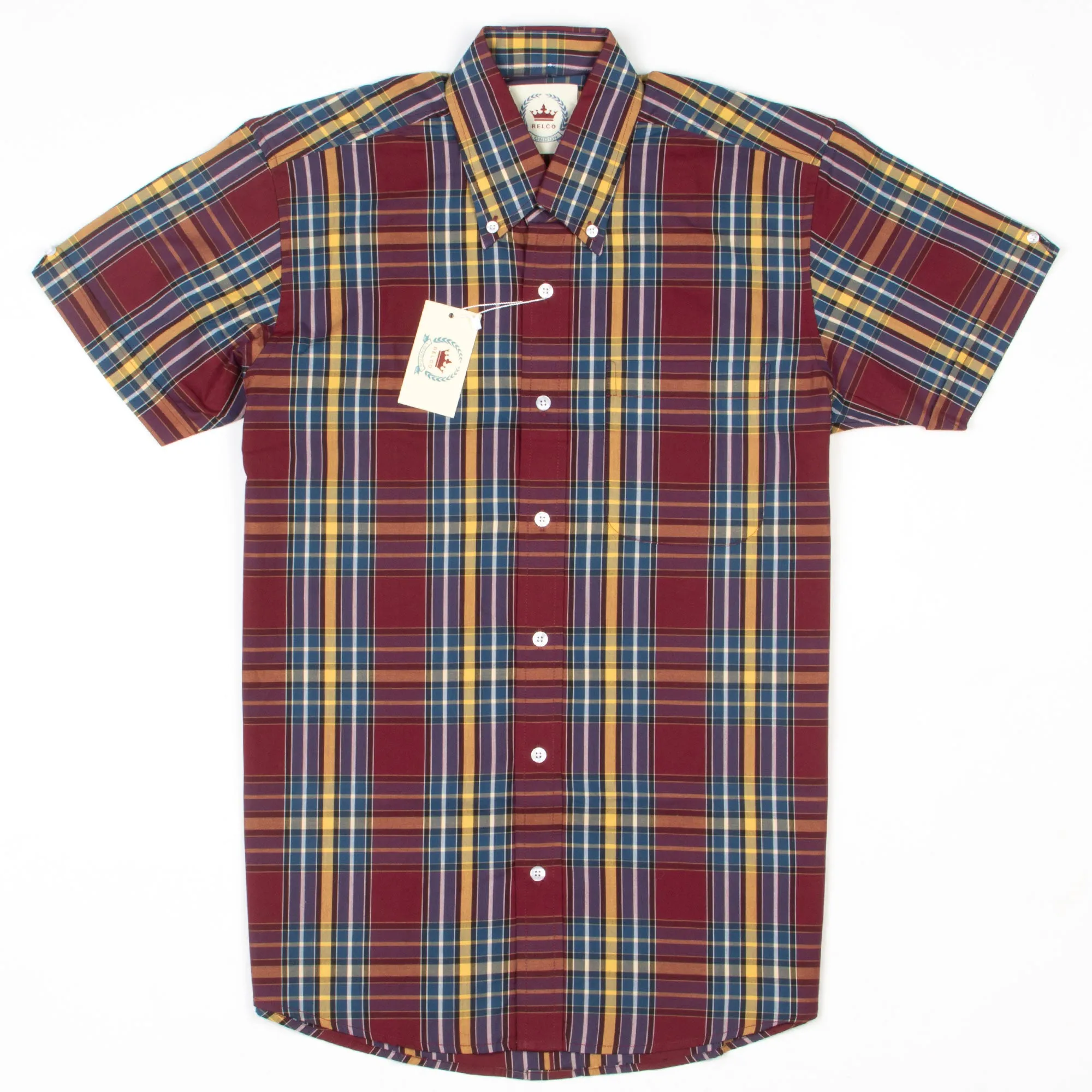 Burgundy Short Sleeve Button Down Shirt - Relco