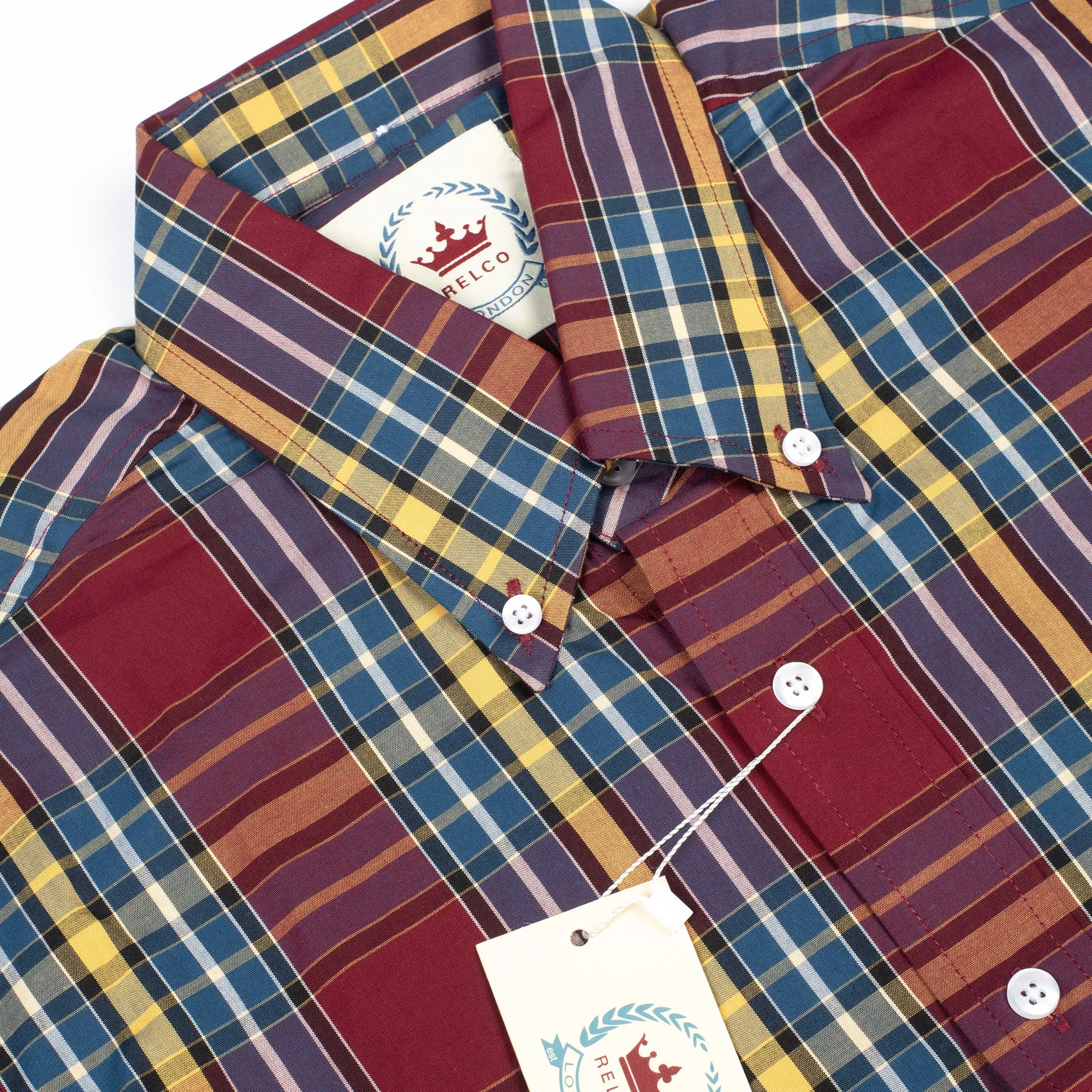Burgundy Short Sleeve Button Down Shirt - Relco