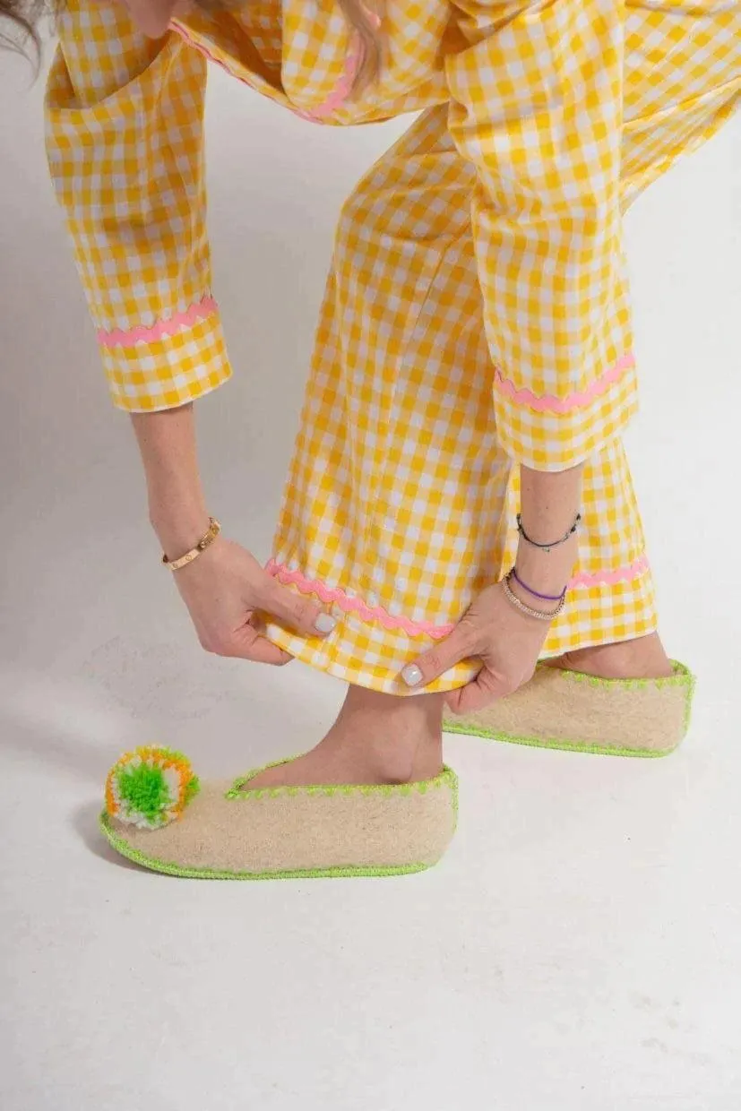 Chloe PJ set - egg yolk yellow gingham