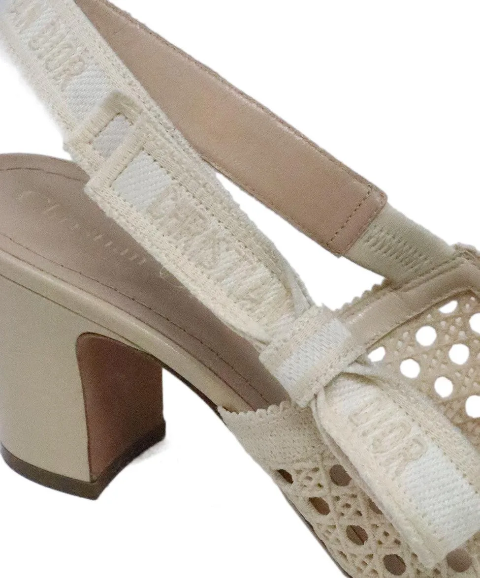 Christian Dior Cream Canvas Heels sz 9
