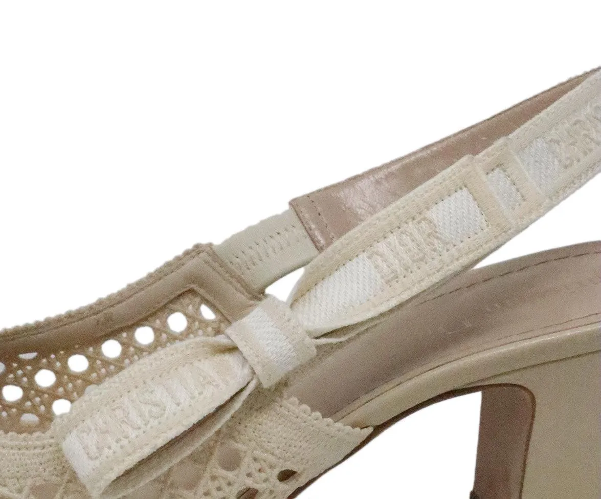 Christian Dior Cream Canvas Heels sz 9