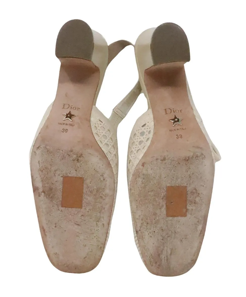 Christian Dior Cream Canvas Heels sz 9