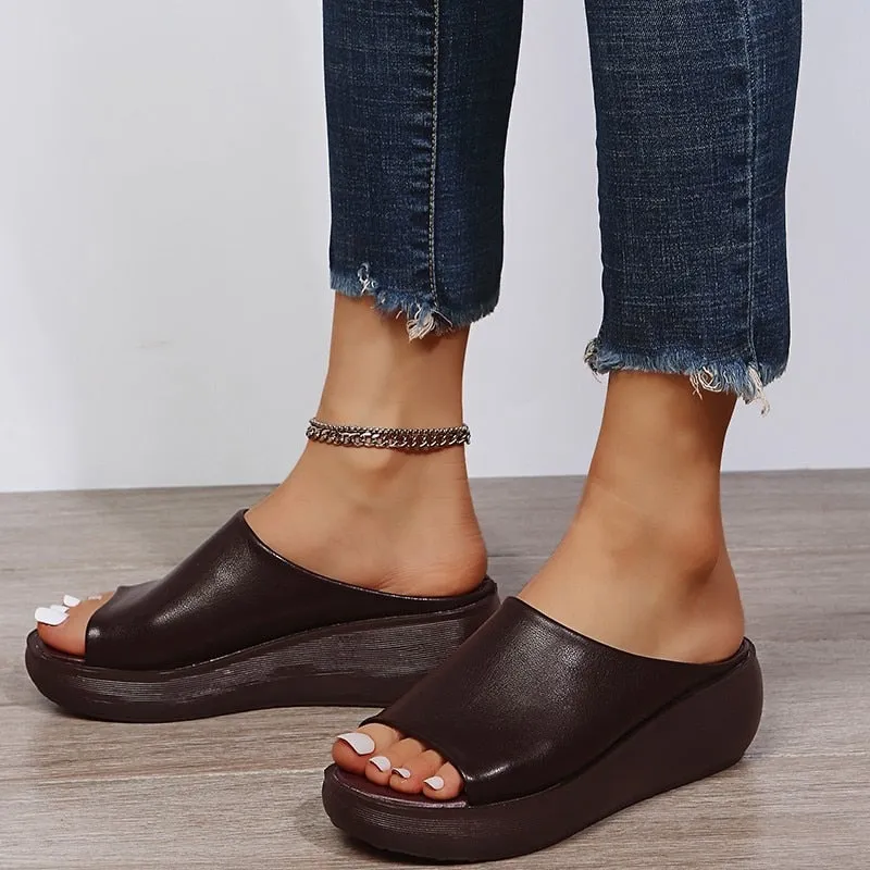 Comelyy Ladies Leather Sole Slippers