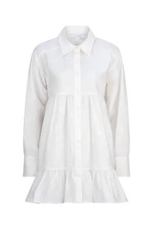 CURAAE Eloise Tiered Shirt Dress in White