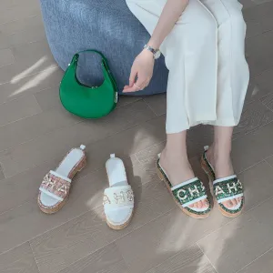 Designer Platform Flat Heel Slippers