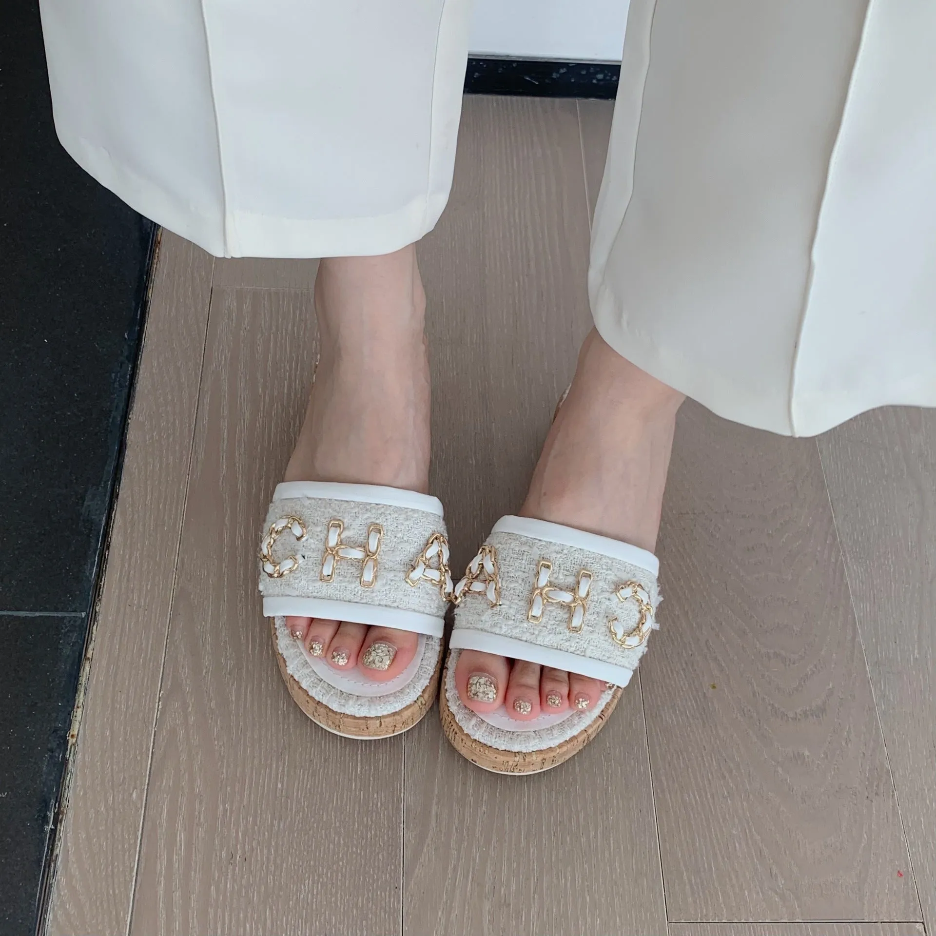 Designer Platform Flat Heel Slippers