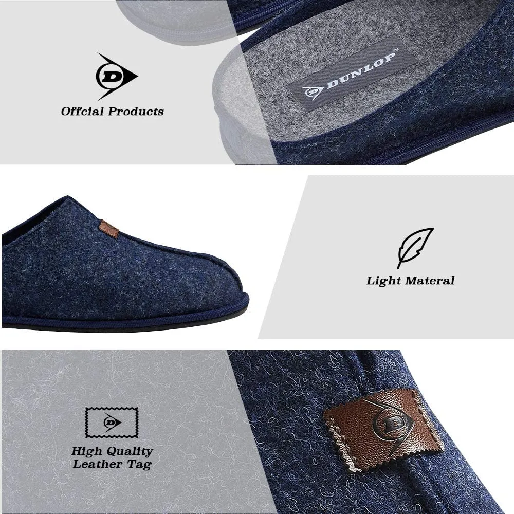 Dunlop Mens Slippers, Felt Slip On Mules Men's Slippers