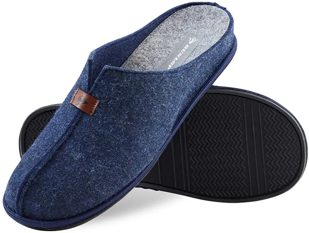 Dunlop Mens Slippers, Felt Slip On Mules Men's Slippers