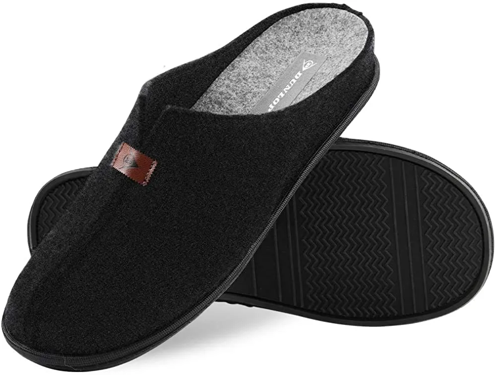 Dunlop Mens Slippers, Felt Slip On Mules Men's Slippers