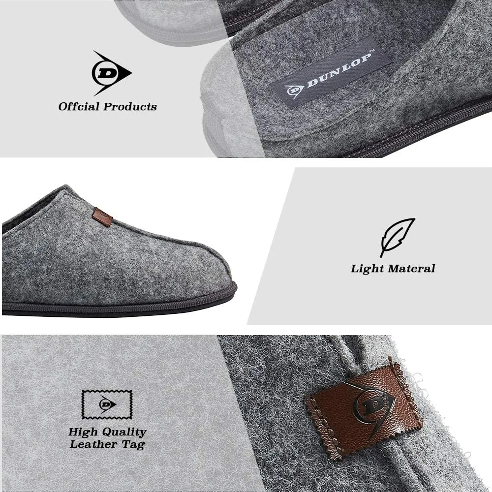 Dunlop Mens Slippers, Felt Slip On Mules Men's Slippers