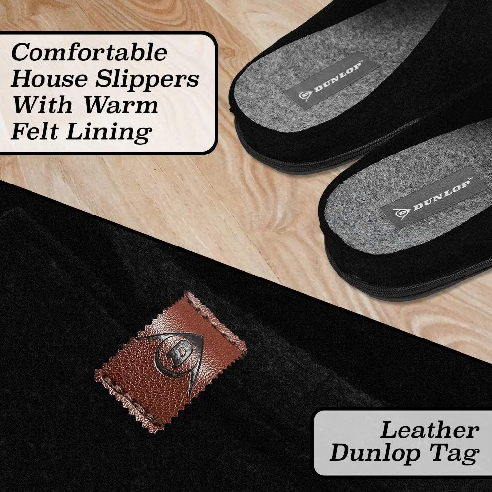 Dunlop Mens Slippers, Felt Slip On Mules Men's Slippers