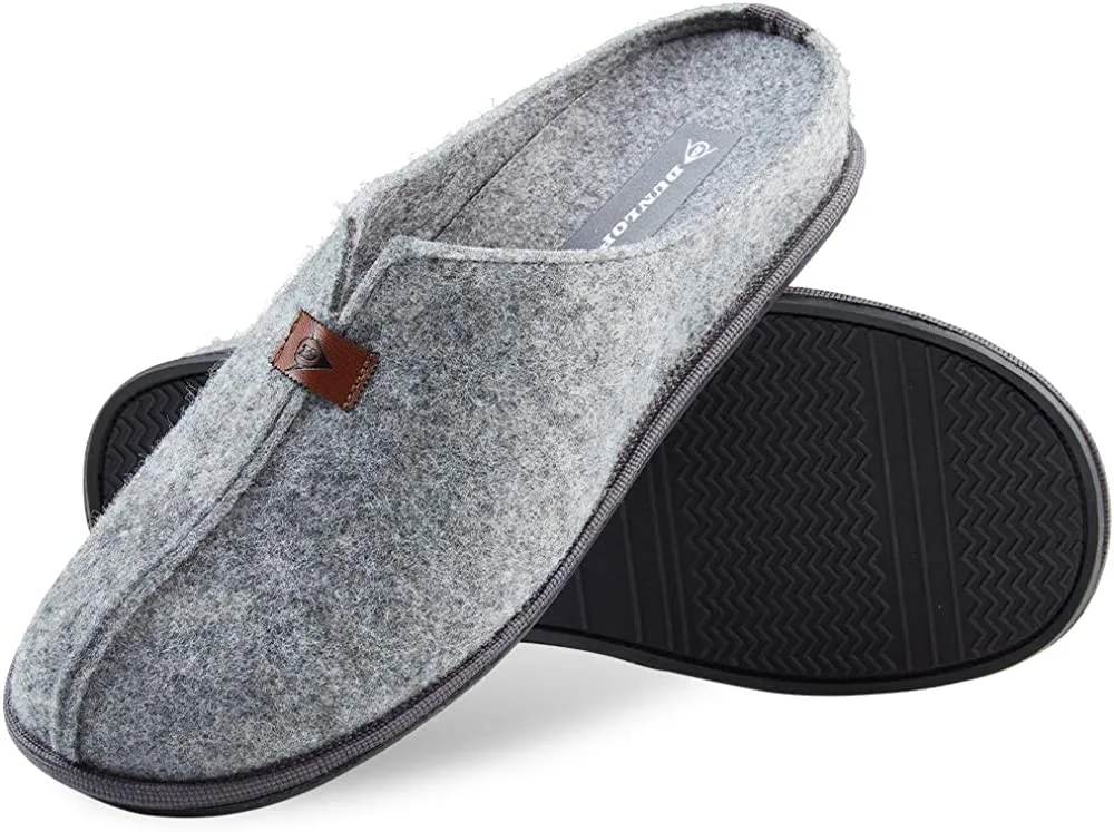 Dunlop Mens Slippers, Felt Slip On Mules Men's Slippers