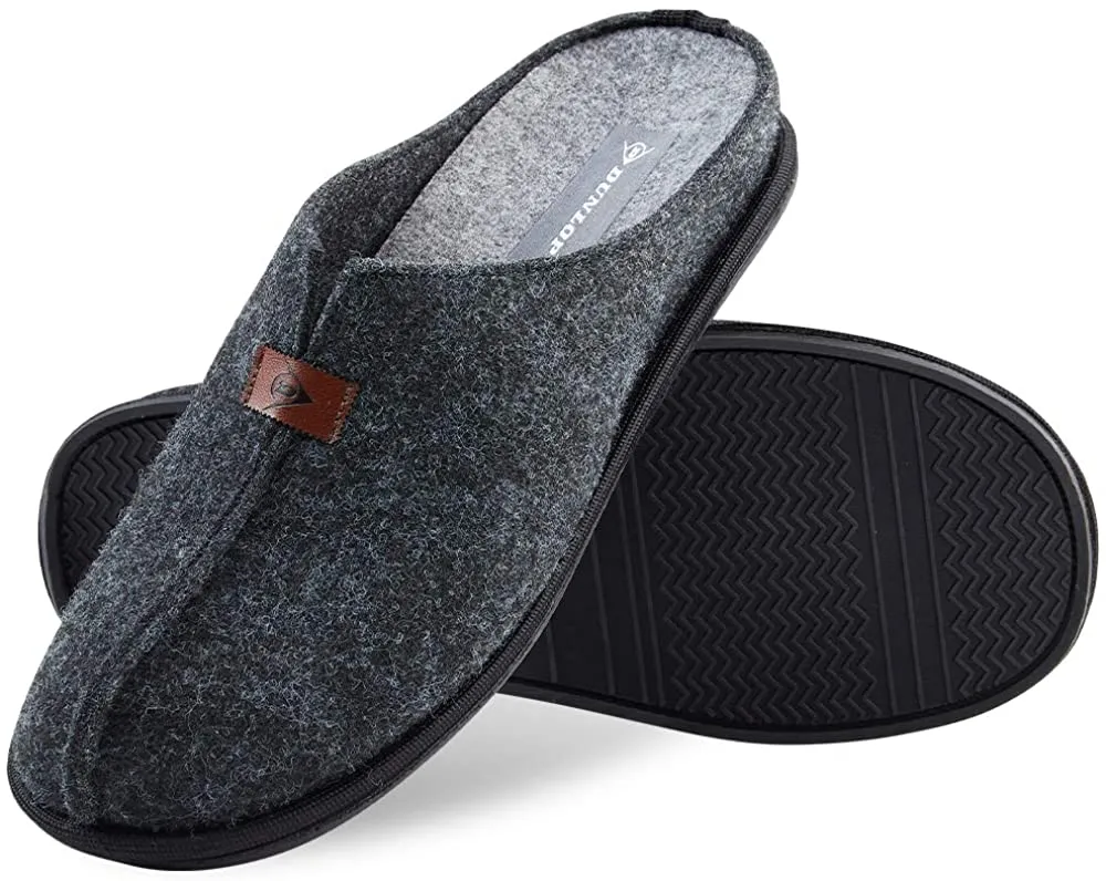 Dunlop Mens Slippers, Felt Slip On Mules Men's Slippers