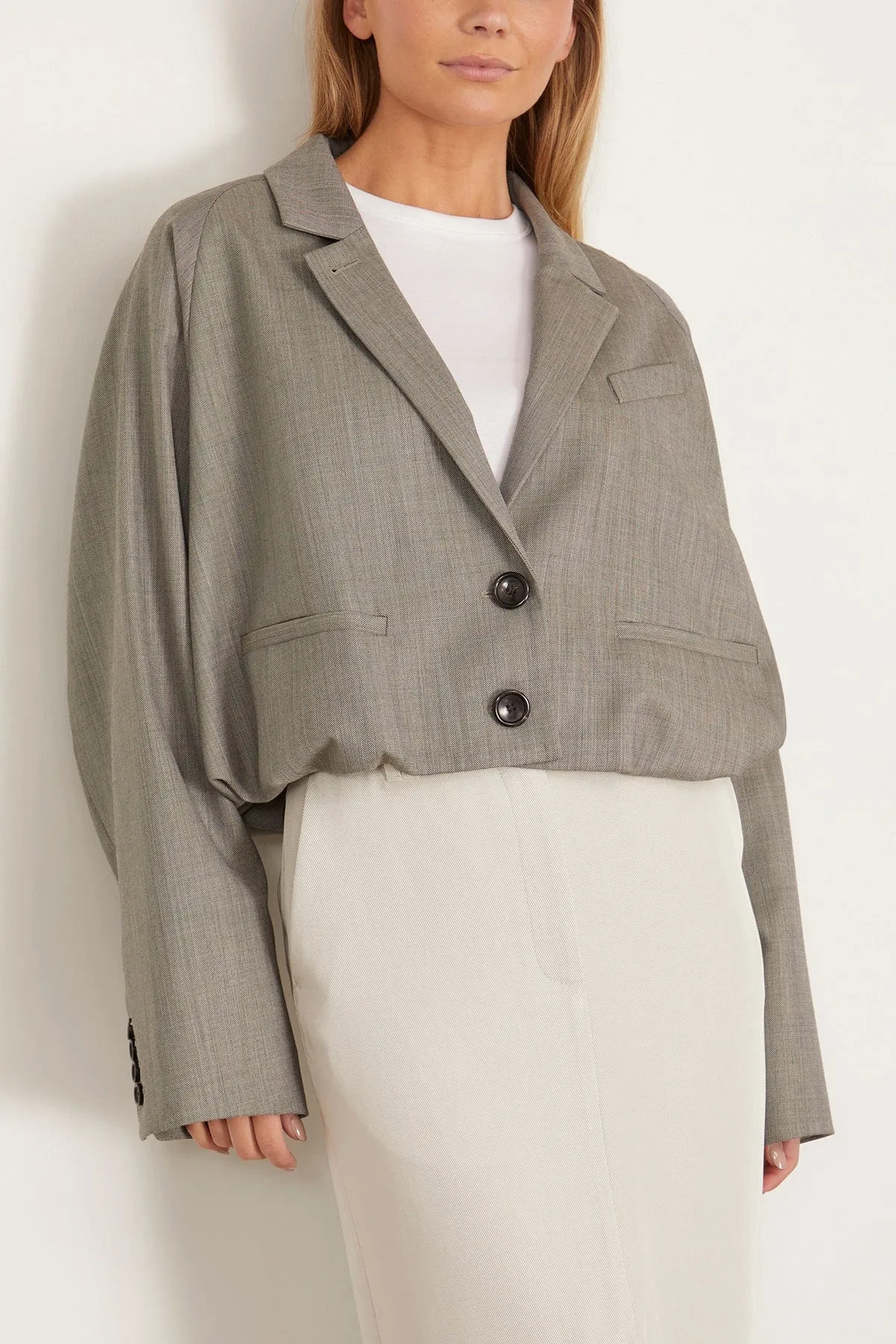 Ellis Suiting Raglan Sleeve Blazer in Light Green Multi