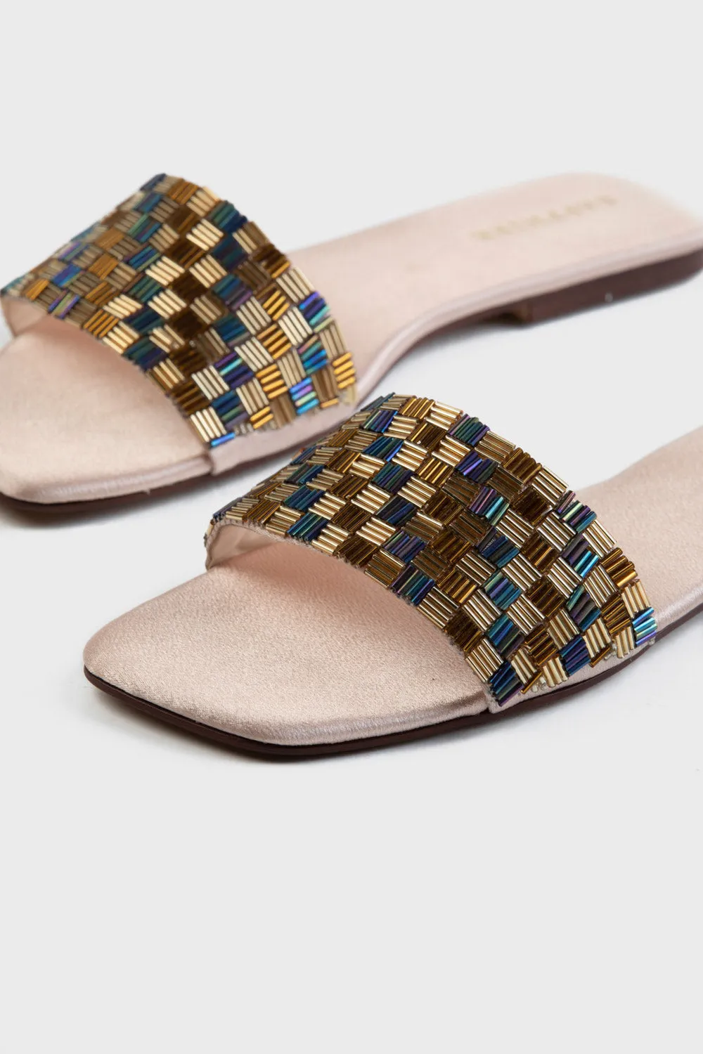 Embellished Beige Flats