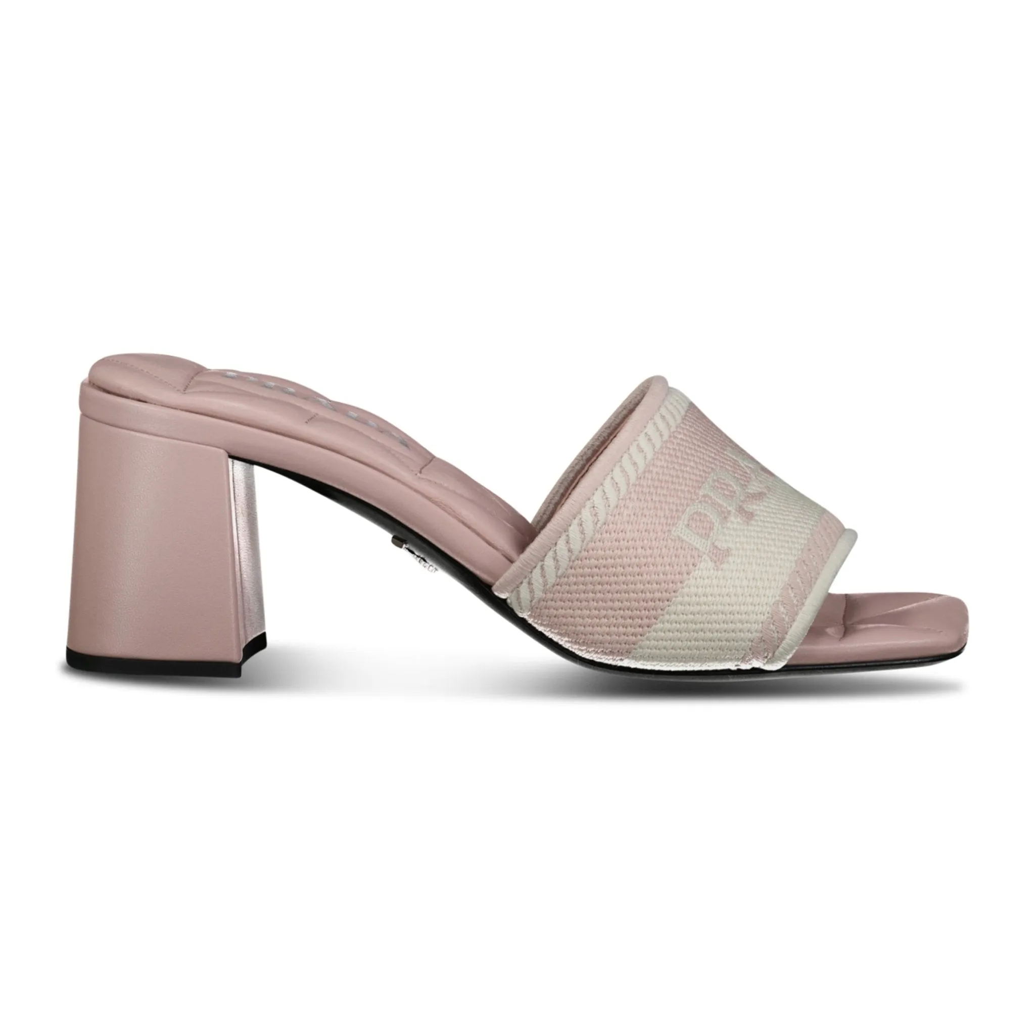 Embroidered Fabric Sandal Heels Pink