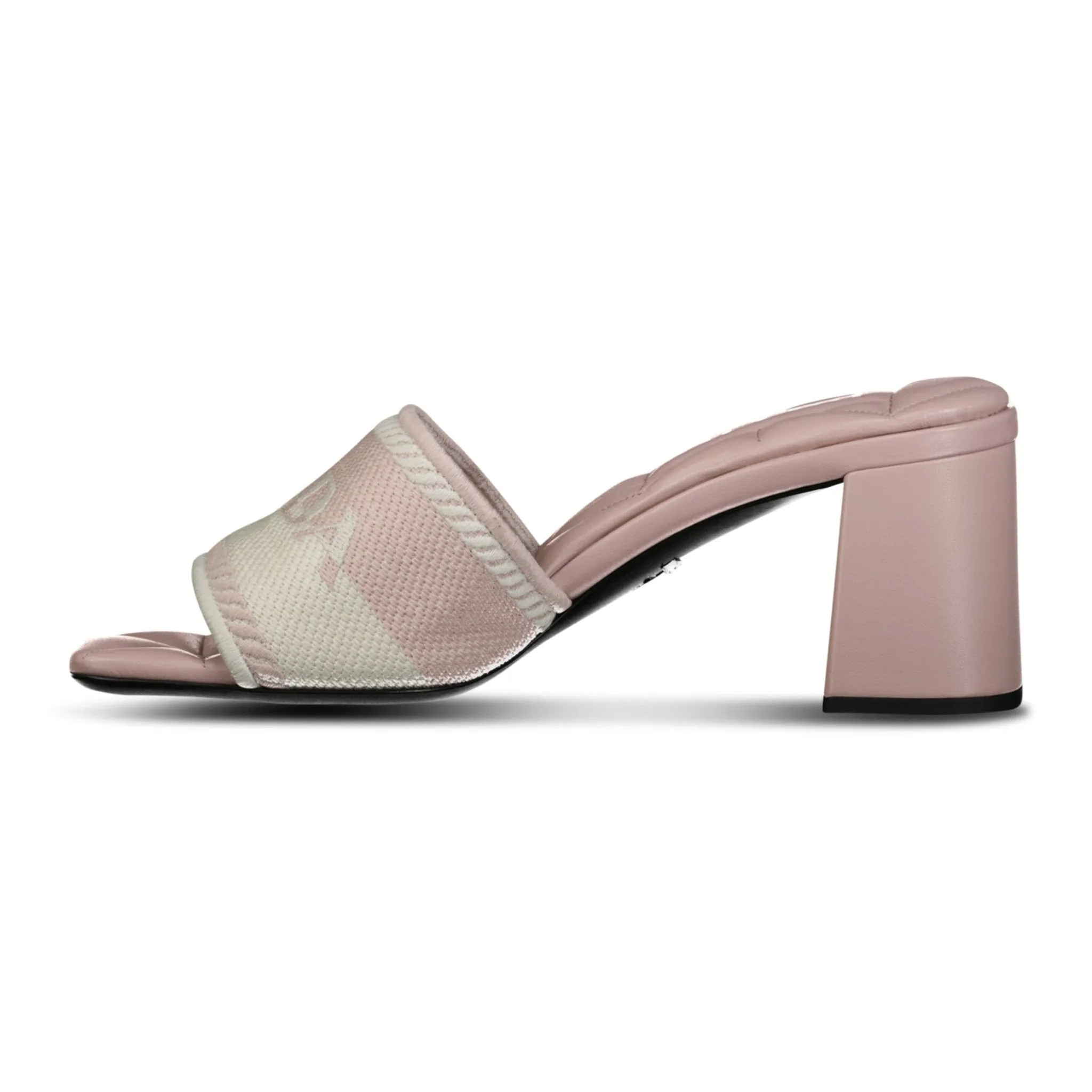 Embroidered Fabric Sandal Heels Pink