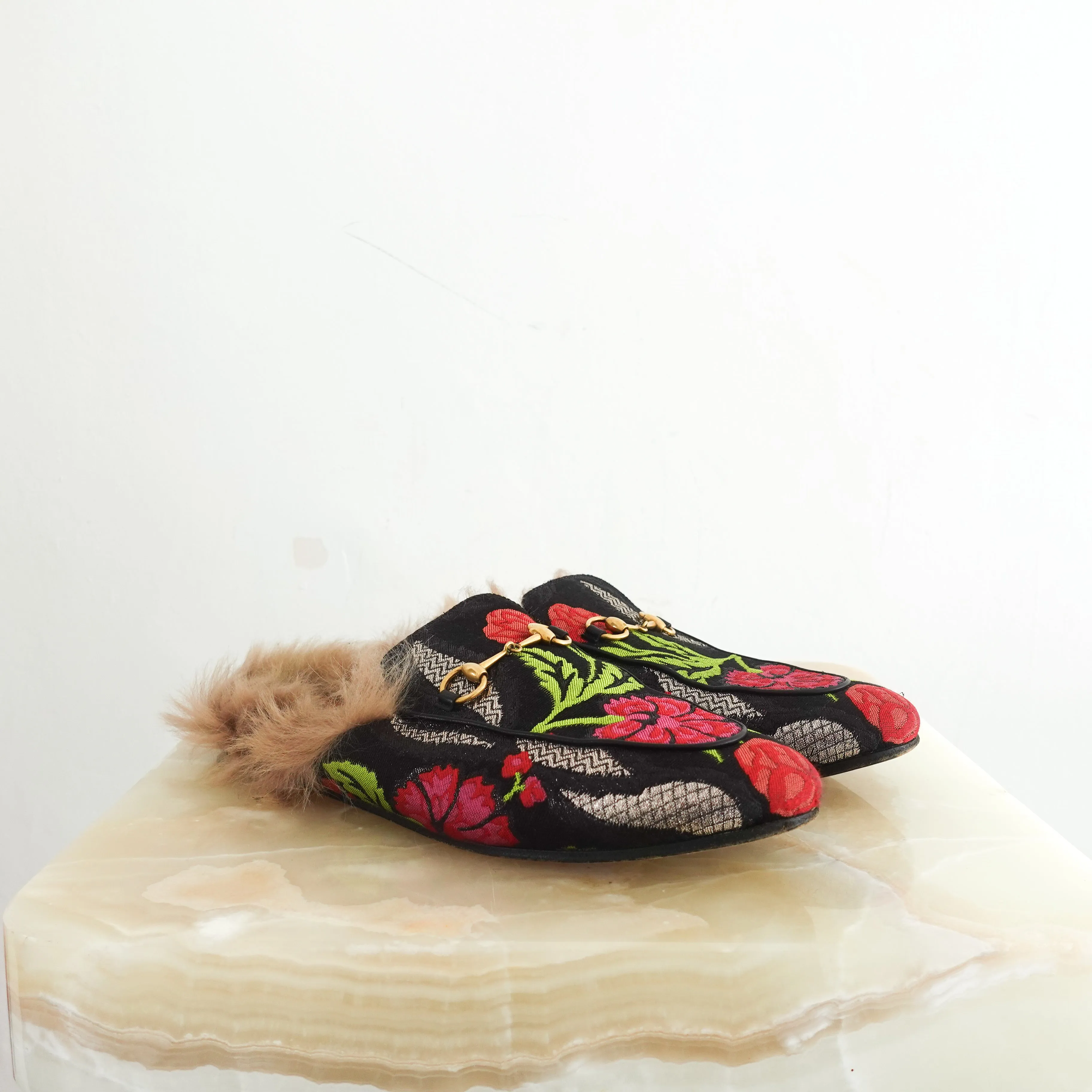 Floral brocade Princeton mules RRP £1k