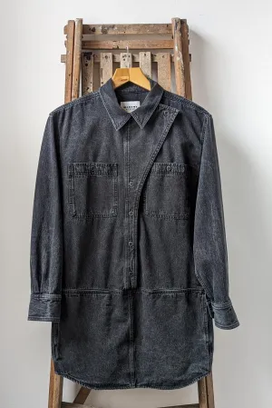 Ilaya Faded Black Denim Shirt Dress