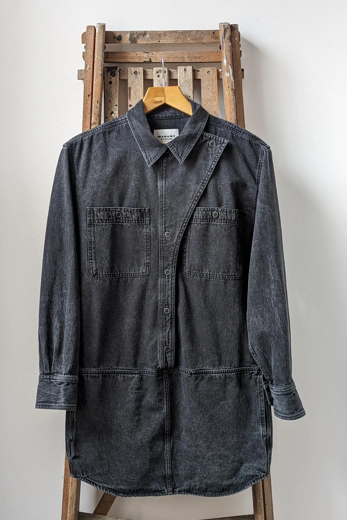 Ilaya Faded Black Denim Shirt Dress