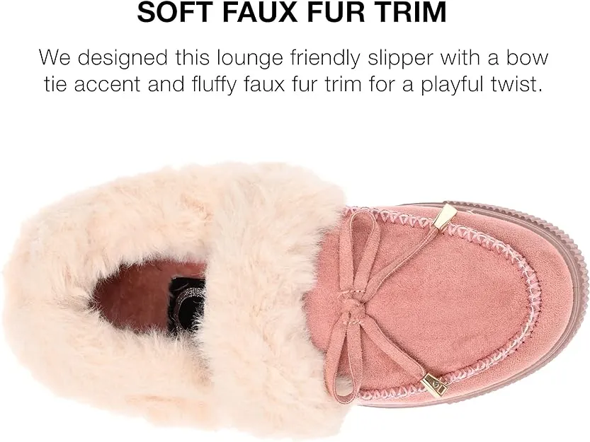 Journee Collection Women's Midnight Faux Fur Trim Slippers  Color Blush Size 8M