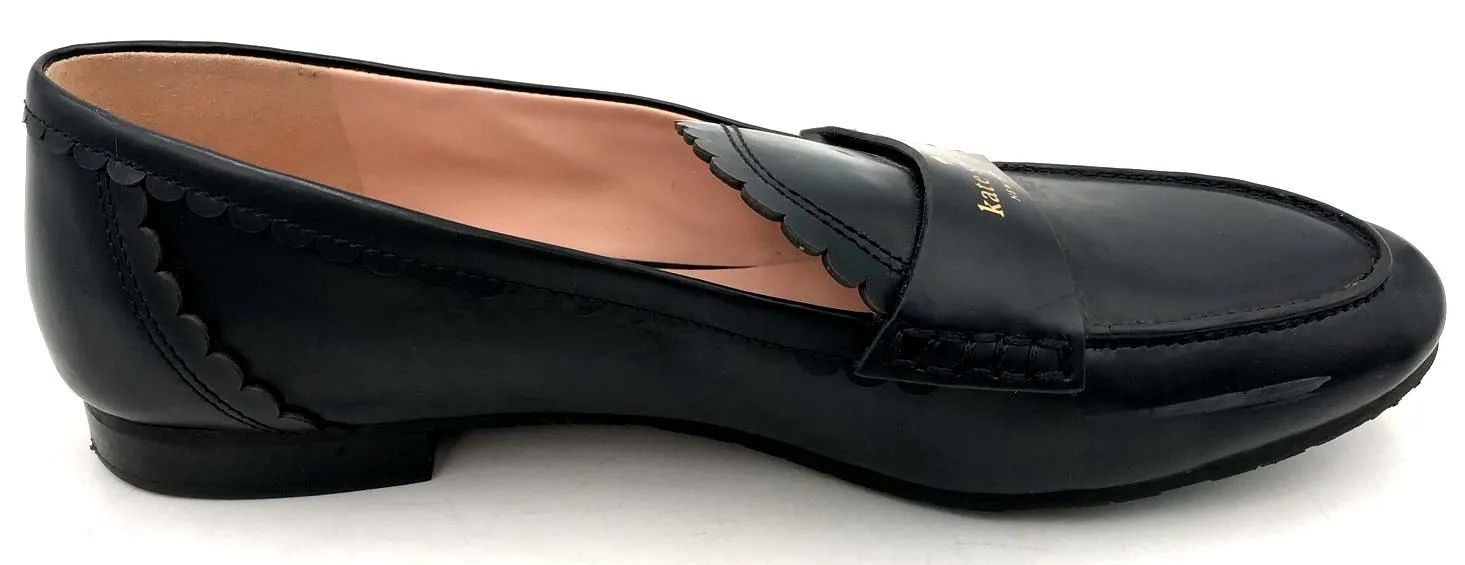 Kate Spade 'Cara Flora' Women's Black Leather Loafer Flats - Size 8.5B ( COA)