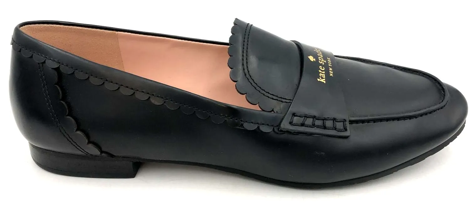 Kate Spade 'Cara Flora' Women's Black Leather Loafer Flats - Size 8.5B ( COA)
