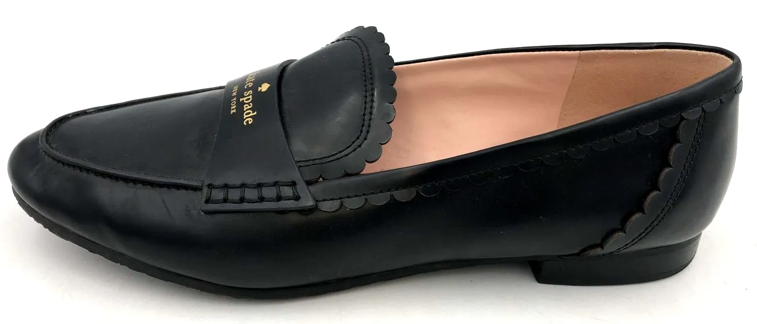 Kate Spade 'Cara Flora' Women's Black Leather Loafer Flats - Size 8.5B ( COA)