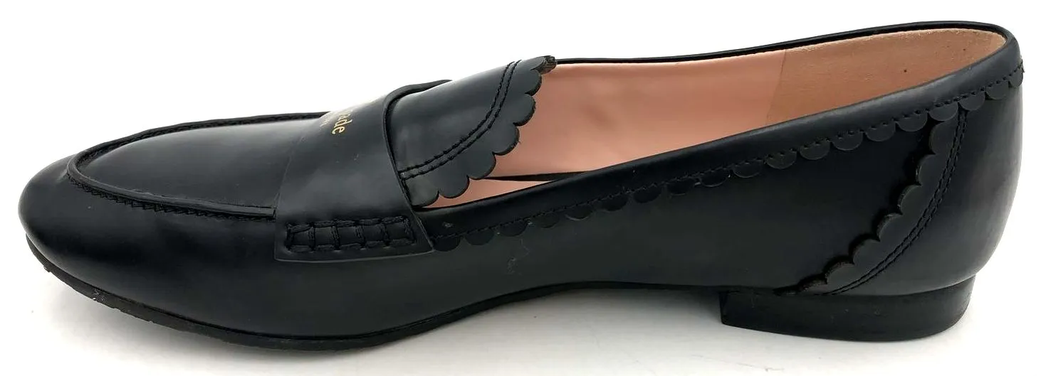 Kate Spade 'Cara Flora' Women's Black Leather Loafer Flats - Size 8.5B ( COA)