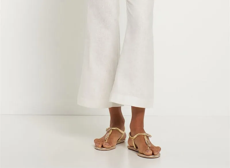 Katy Light Gold Flat Sandals