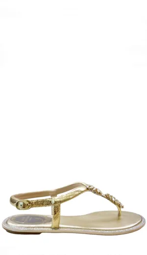 Katy Light Gold Flat Sandals