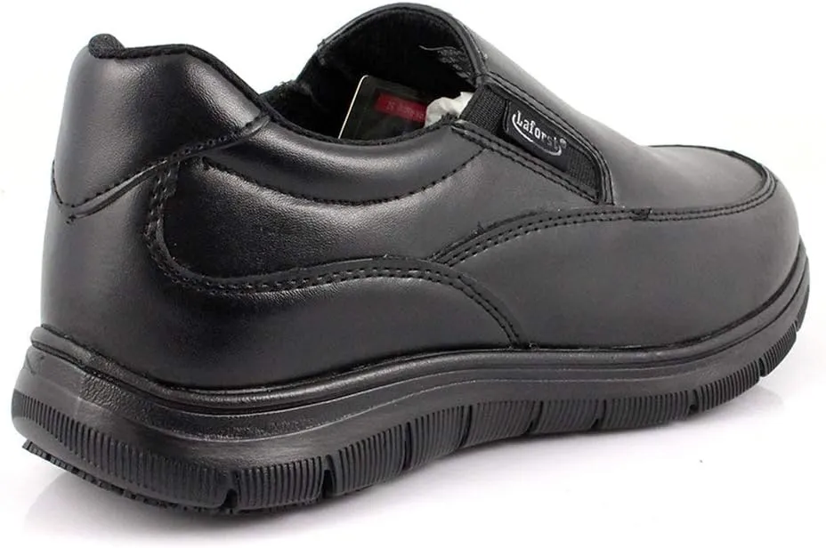 Laforst Mens Manmade Water and Stain Resistant Work Slip Resistant Double Gore Slip On Flats Black