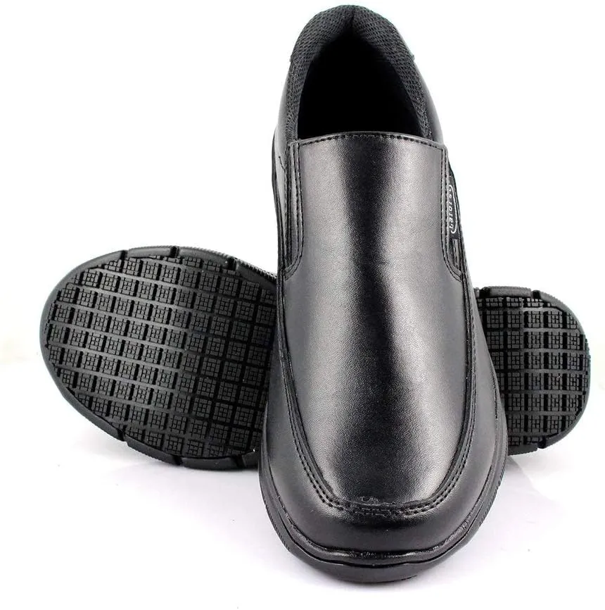 Laforst Mens Manmade Water and Stain Resistant Work Slip Resistant Double Gore Slip On Flats Black