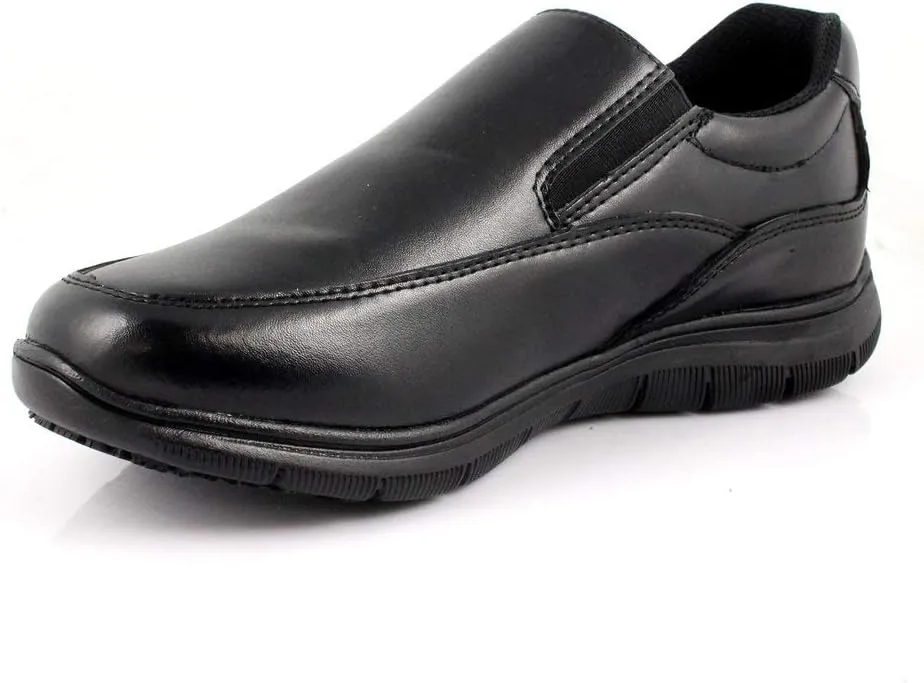 Laforst Mens Manmade Water and Stain Resistant Work Slip Resistant Double Gore Slip On Flats Black