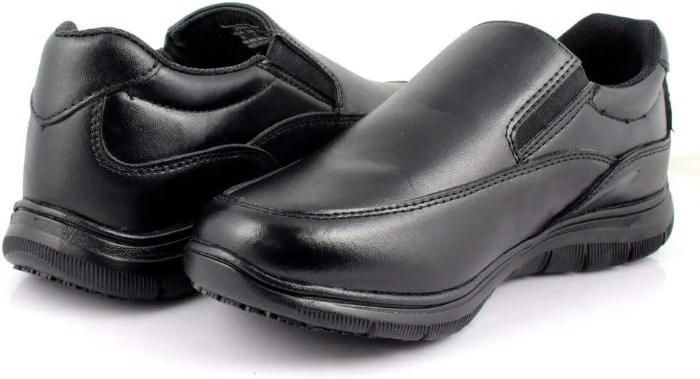 Laforst Mens Manmade Water and Stain Resistant Work Slip Resistant Double Gore Slip On Flats Black