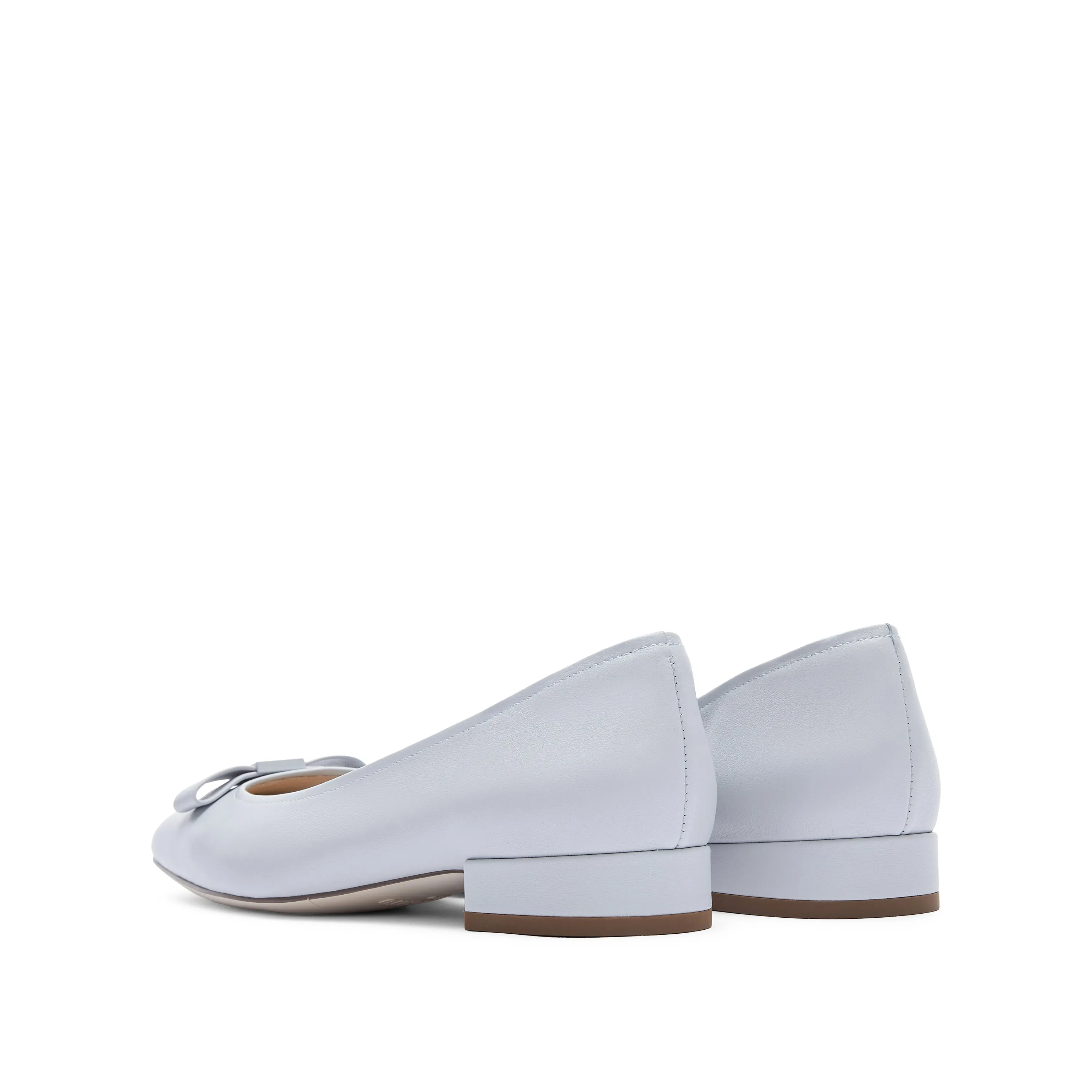 Light Blue Bow Leather Flats