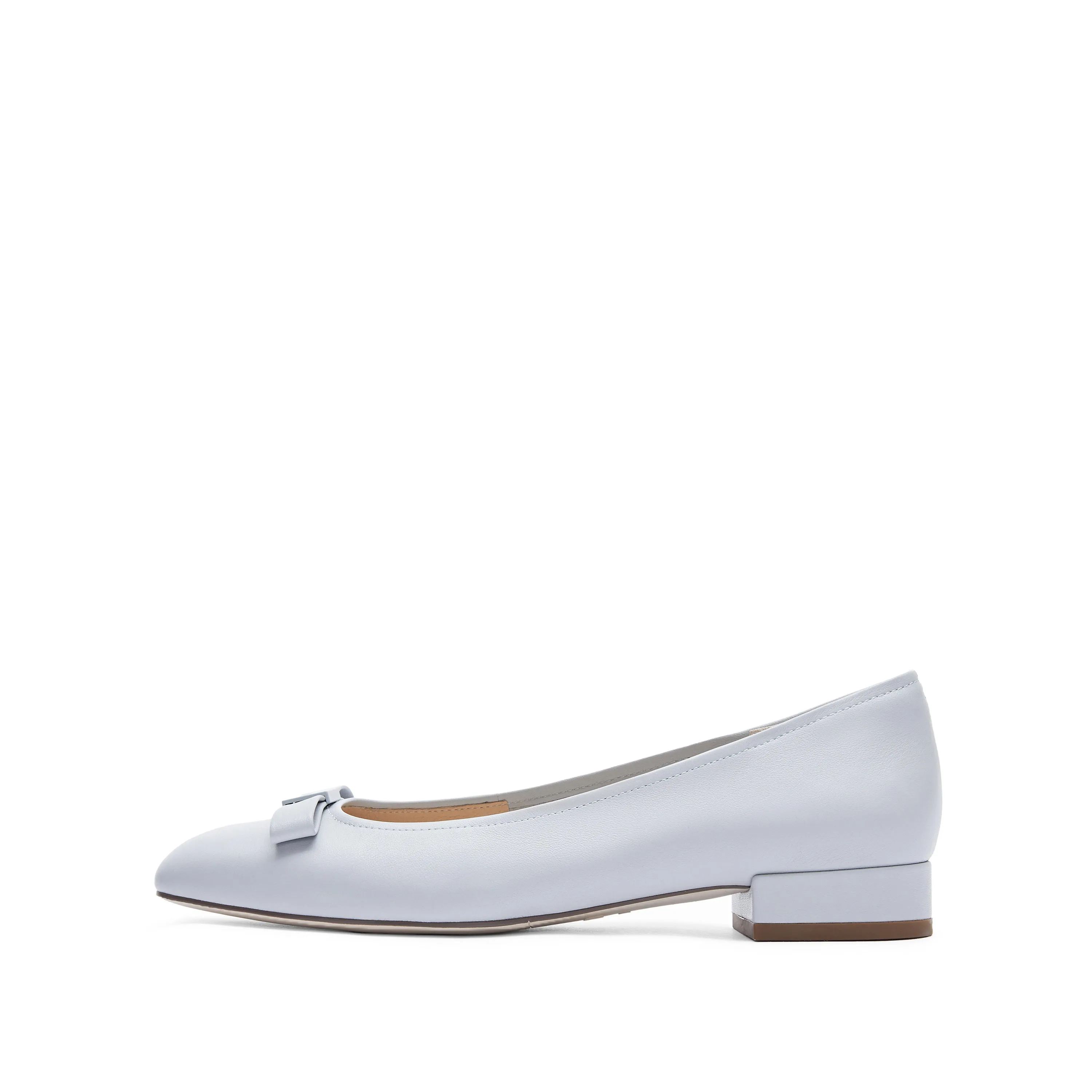 Light Blue Bow Leather Flats