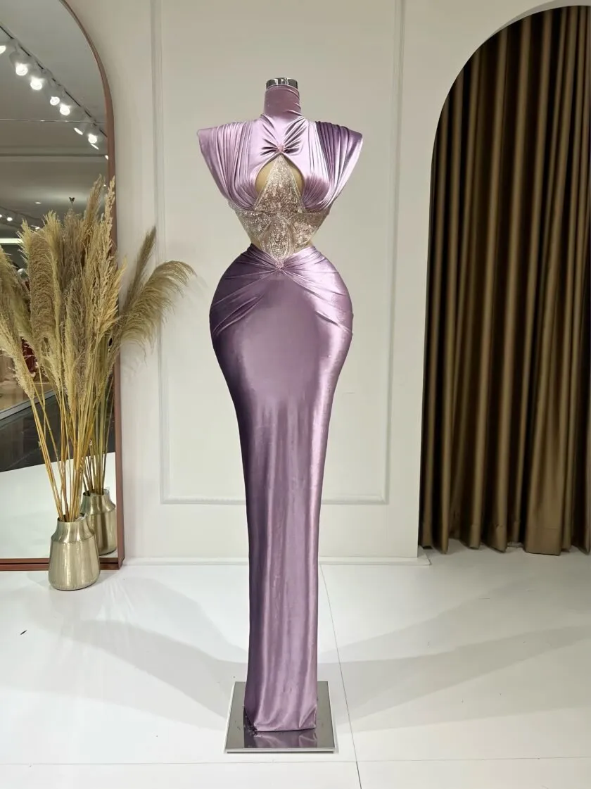 Mariah Crystal-Encrusted High Neck Dress