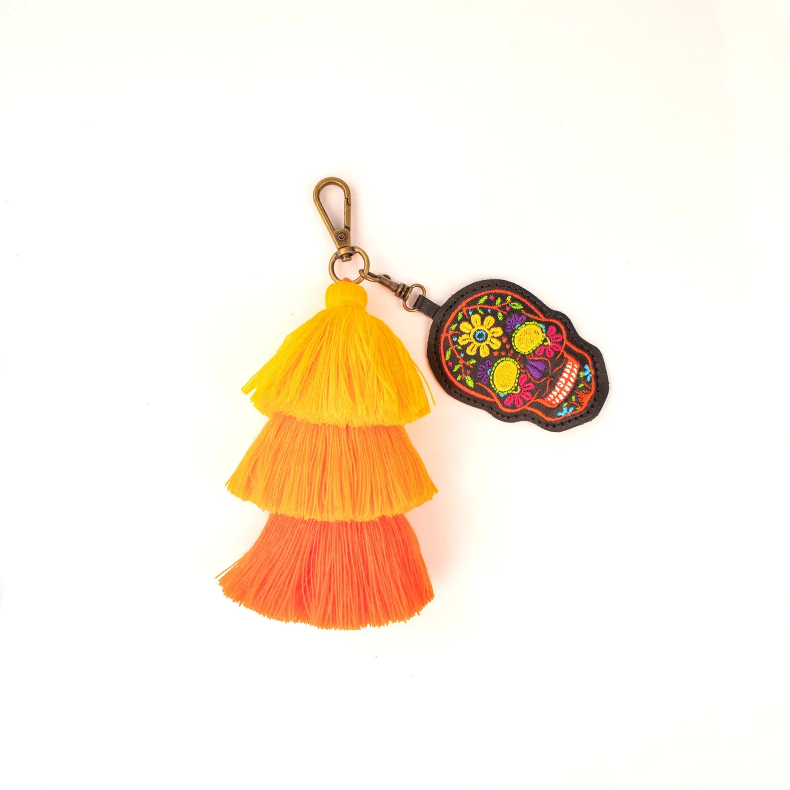 MK221592 - Skull Black & Orange Tassel [Leather Bag Accessory]