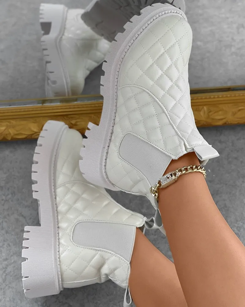 Quilted Minimalist Flatform Chelsea Boots