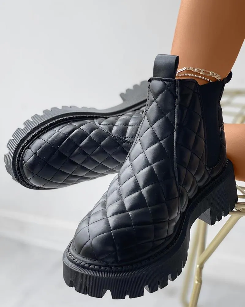 Quilted Minimalist Flatform Chelsea Boots
