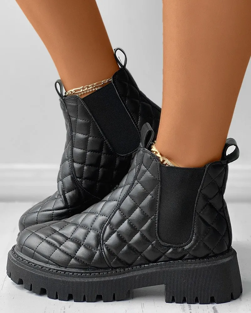 Quilted Minimalist Flatform Chelsea Boots