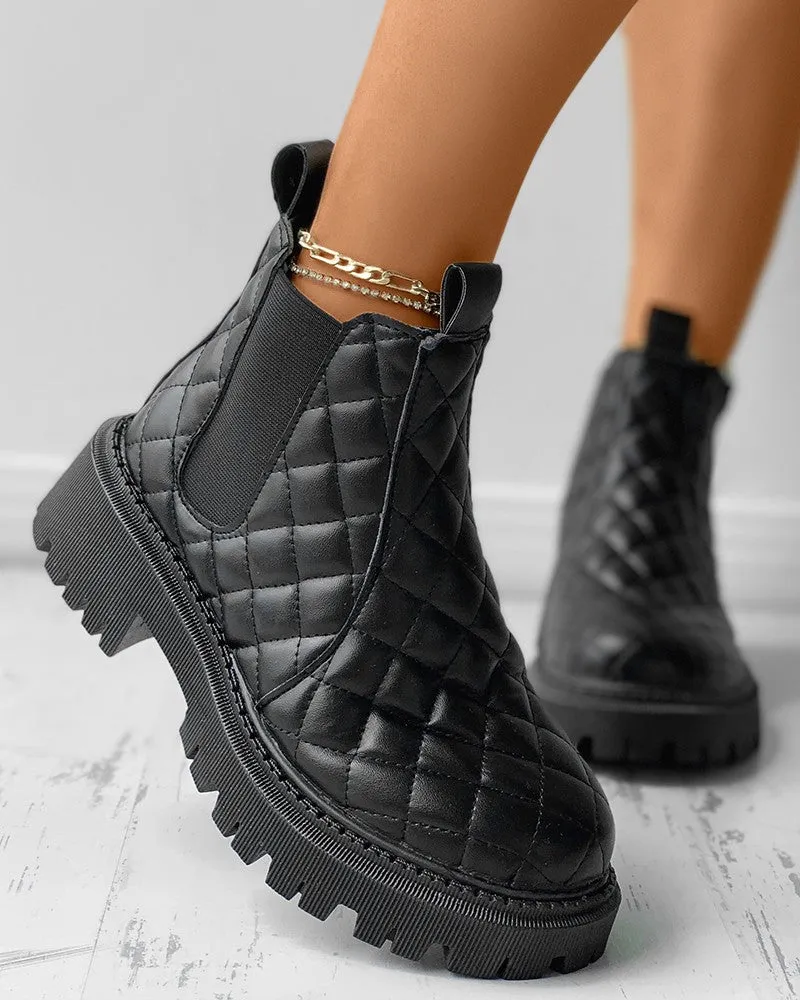 Quilted Minimalist Flatform Chelsea Boots