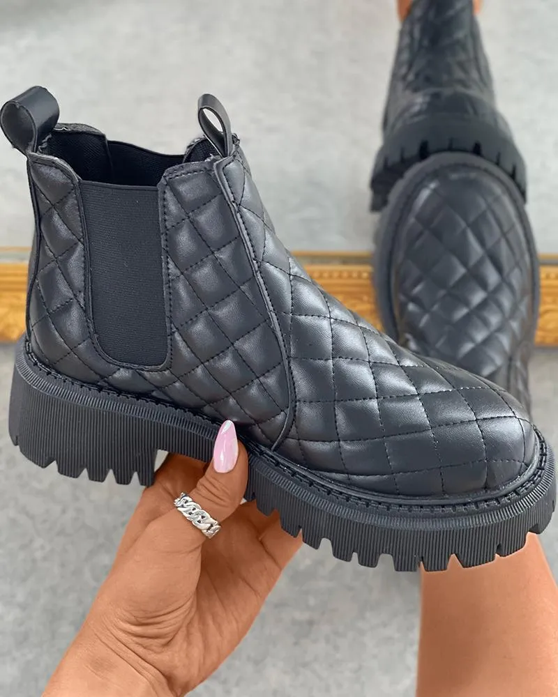 Quilted Minimalist Flatform Chelsea Boots