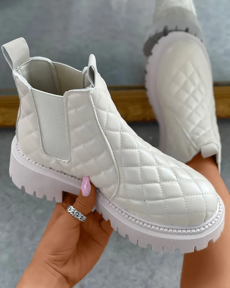 Quilted Minimalist Flatform Chelsea Boots